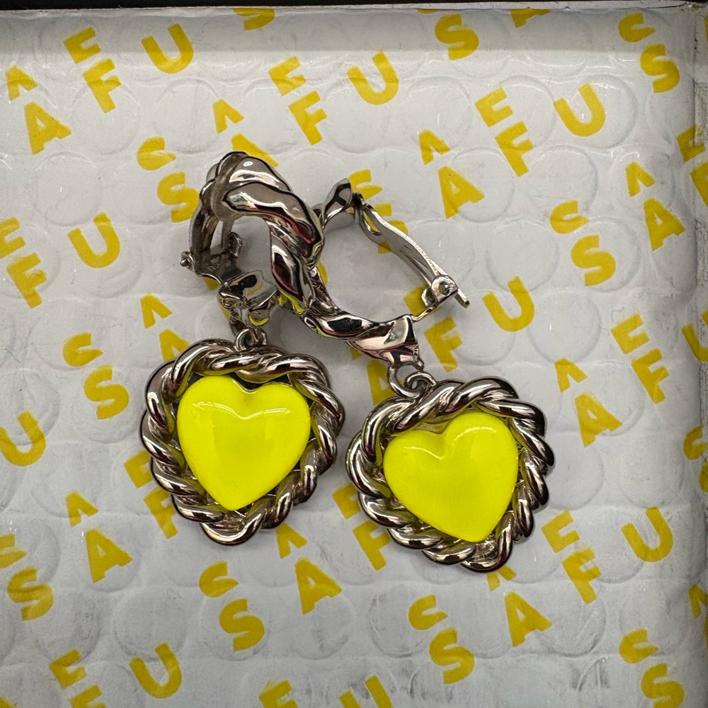 Yellow Designer SAFSAFU Clip-on Earrings